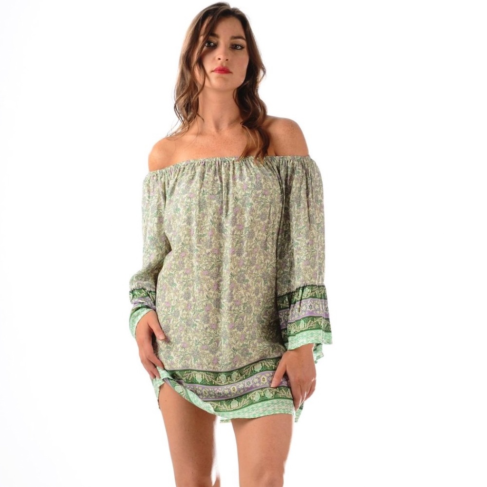 Walker & Wade Belle Cover Up Tunic Seafoam Floral Organic Rayon XS